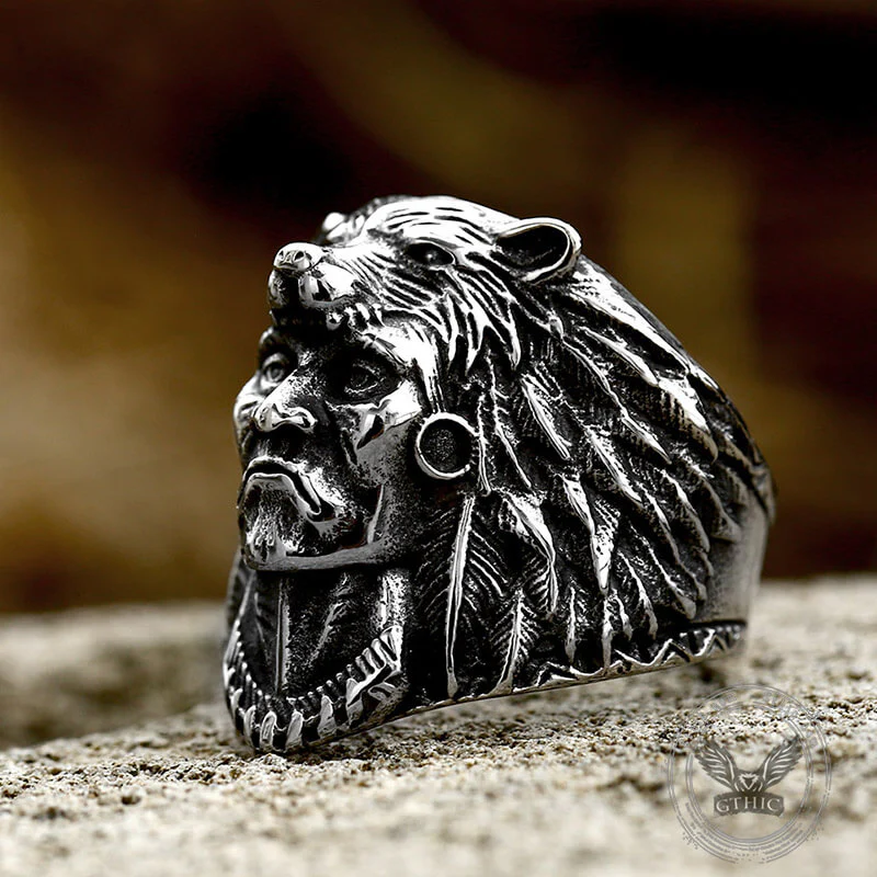 6068-indian-chief-stainless-steel-tribal-ring-7.webp Indian Chief Stainless Steel Tribal Ring
