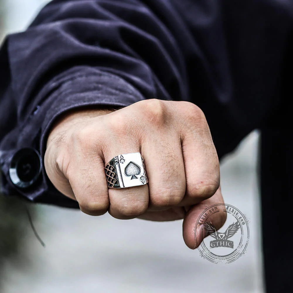 Spades Poker Stainless Steel Ring