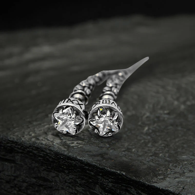 Gothic Wolf Fangs Stainless Steel Stud Earrings