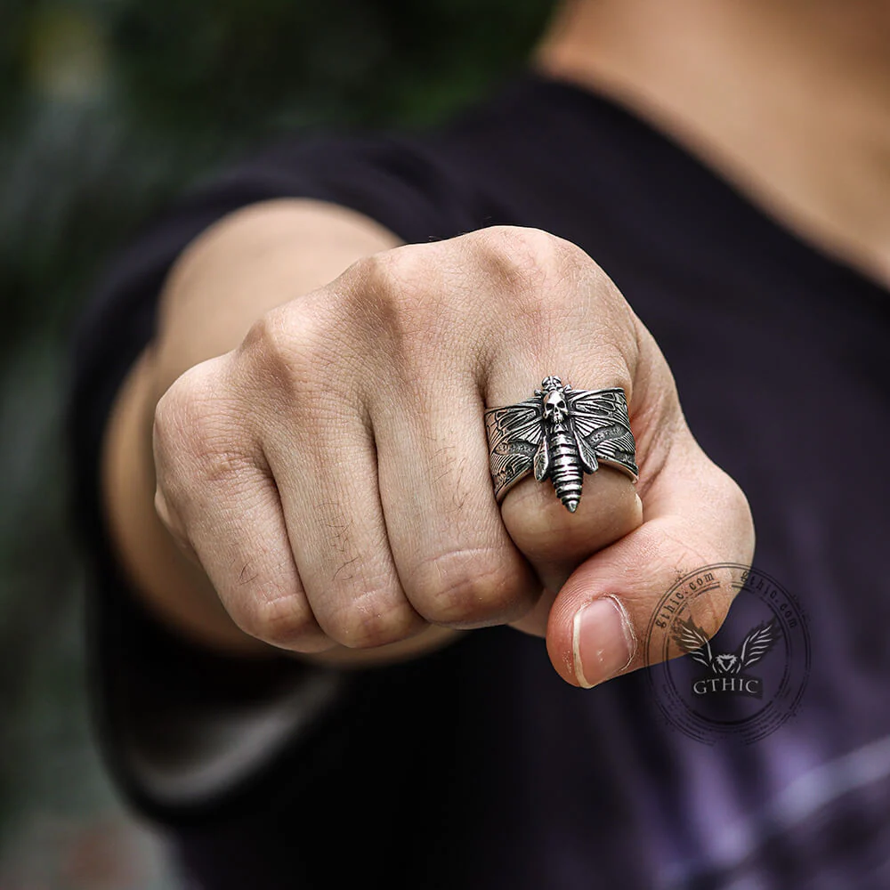 6212-death-head-moth-stainless-steel-skull-ring-2.webp Death Head Moth Stainless Steel Skull Ring