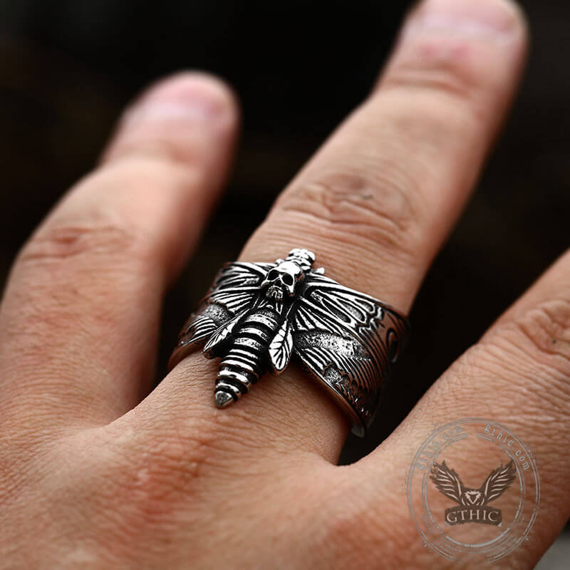 6212-death-head-moth-stainless-steel-skull-ring-3.jpg Death Head Moth Stainless Steel Skull Ring