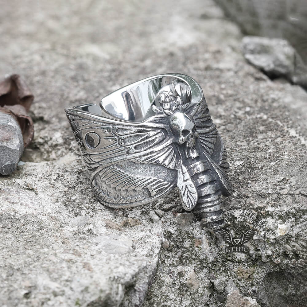 6212-death-head-moth-stainless-steel-skull-ring-7.jpg Death Head Moth Stainless Steel Skull Ring