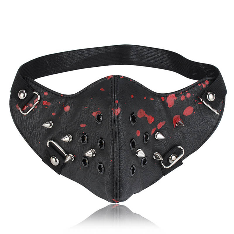 Rivet Punk Leather Half Facemask