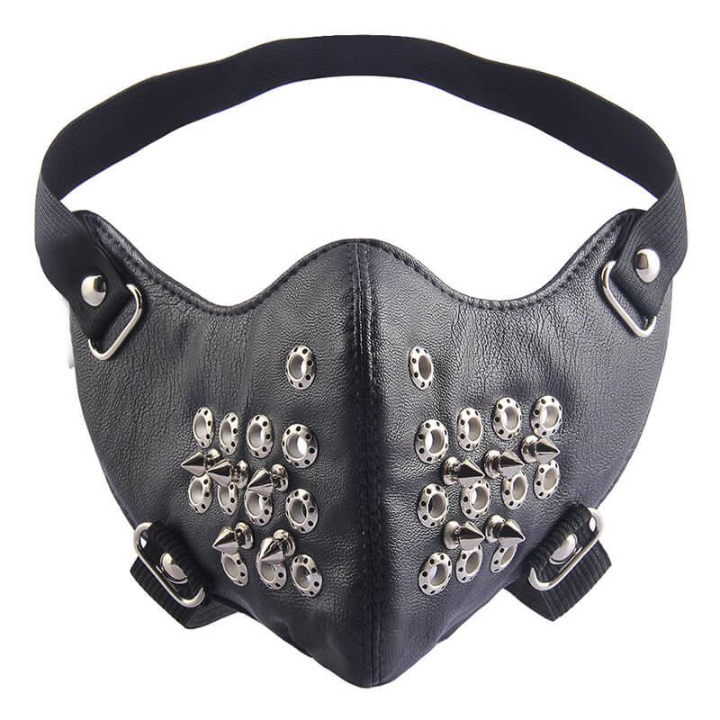 Rivet Punk Leather Half Facemask