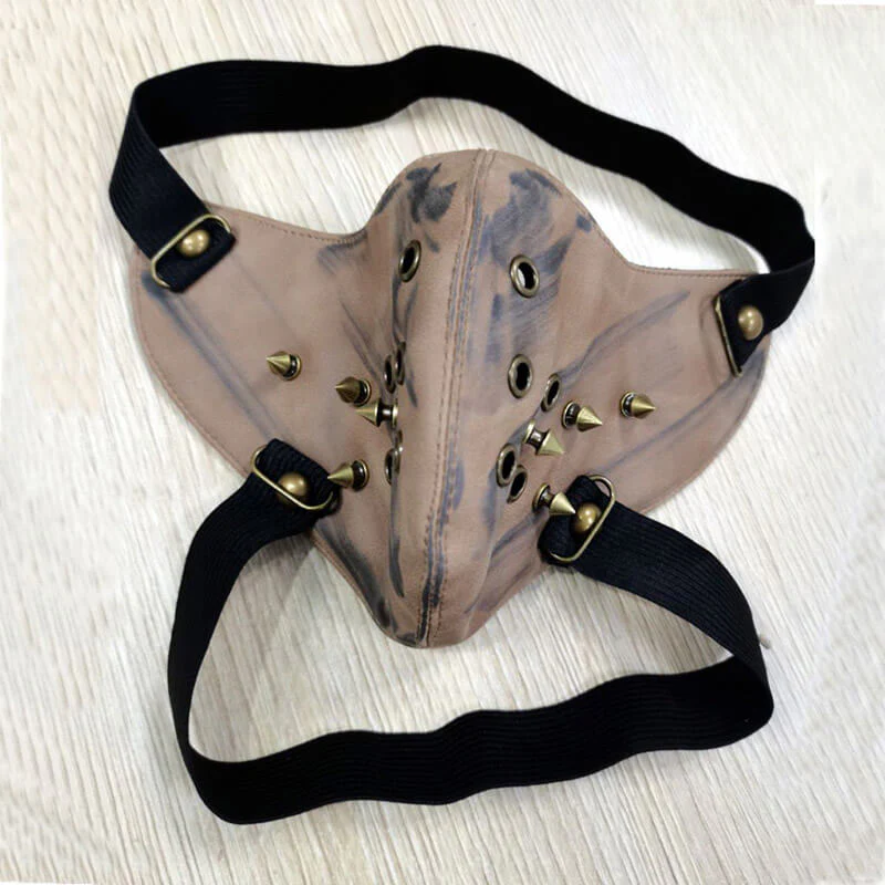 Rivet Punk Leather Half Facemask