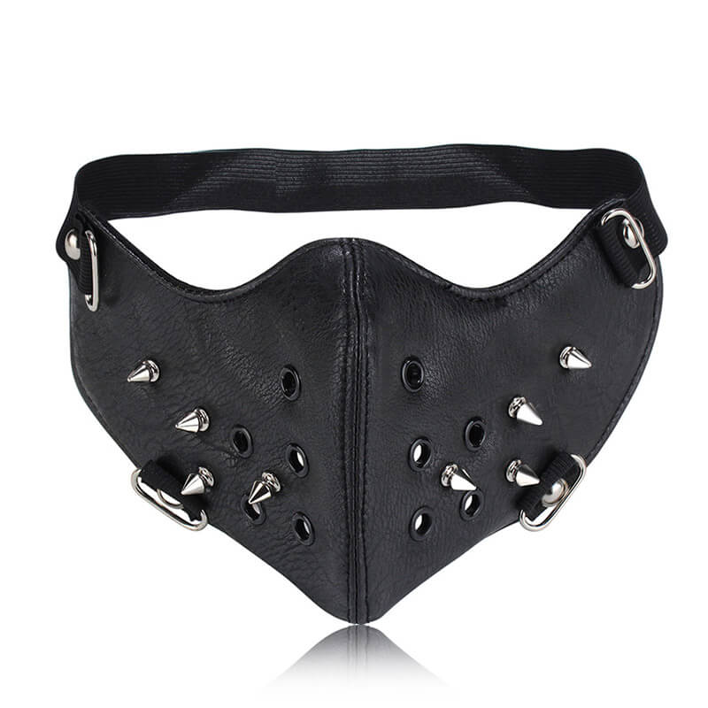 Rivet Punk Leather Half Facemask