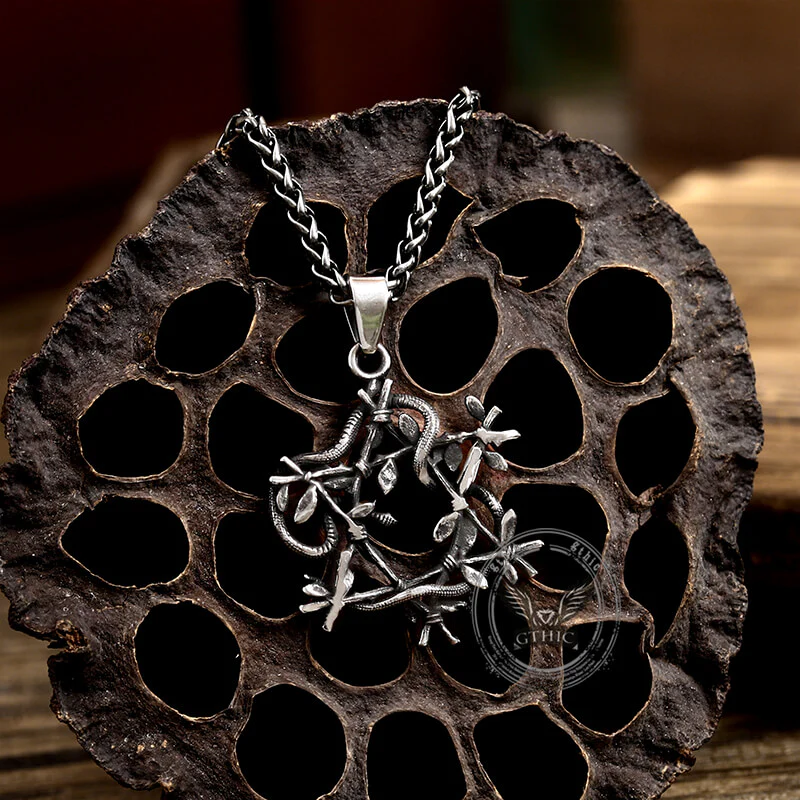 Snake Entwined Star Stainless Steel Pendant