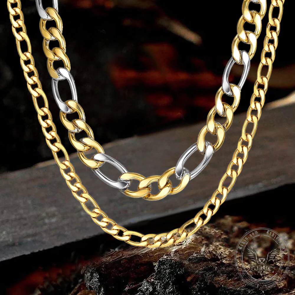 6376-classic-cuban-stainless-steel-figaro-chain-1.webp Classic Cuban Stainless Steel Figaro Chain