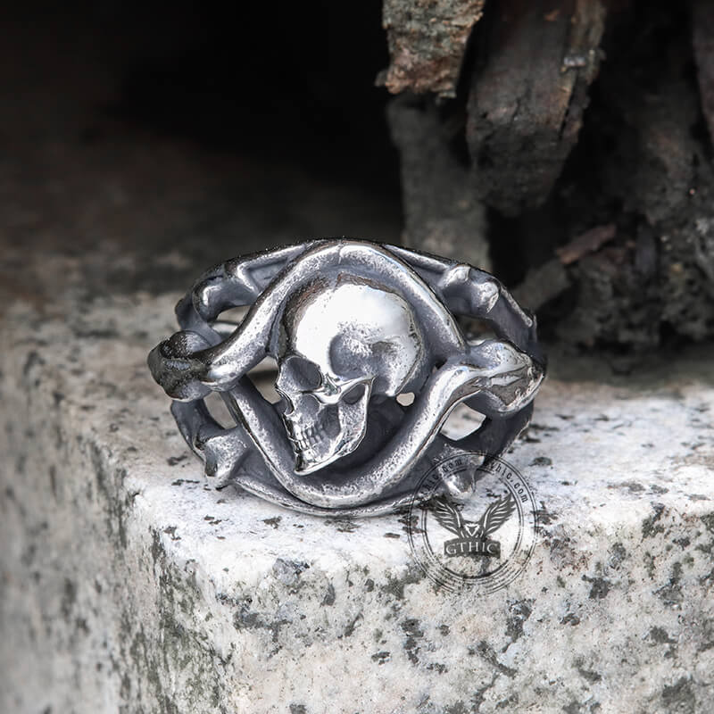 6495-coiled-snake-stainless-steel-skull-ring-6.jpg Coiled Snake Stainless Steel Skull Ring