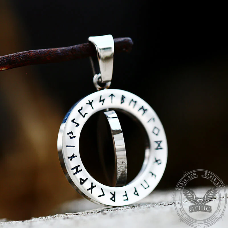 Vegvisir Runes Stainless Steel Rotating Pendant