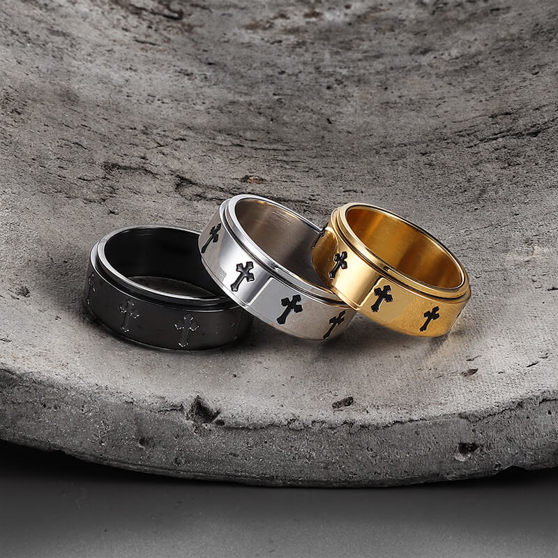 6695-simple-cross-stainless-steel-spinner-ring-2.jpg Simple Cross Stainless Steel Spinner Ring