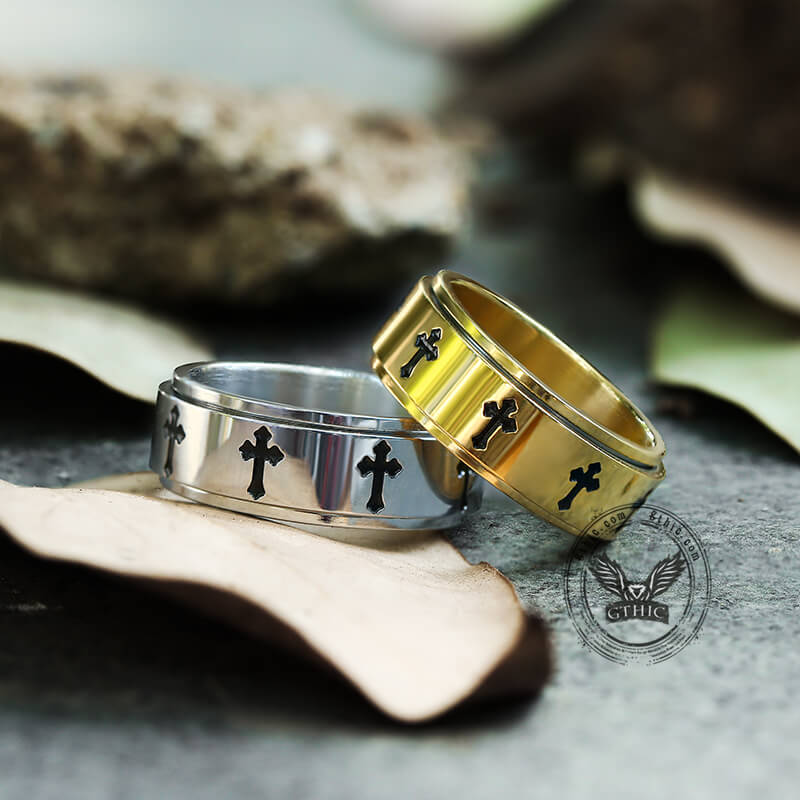 6695-simple-cross-stainless-steel-spinner-ring-4.jpg Simple Cross Stainless Steel Spinner Ring