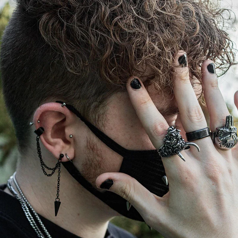 6719-black-awl-stainless-steel-punk-stud-earrings-2.webp Black Awl Stainless Steel Punk Stud Earrings
