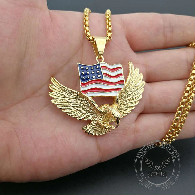 American Flag Eagle Stainless Steel Pendant
