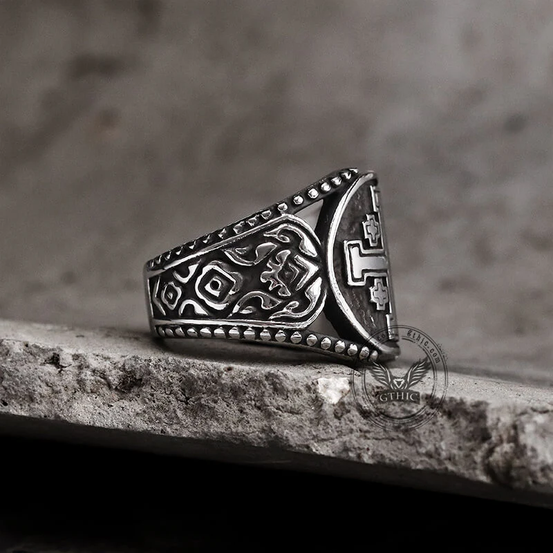 Jerusalem Cross Stainless Steel Religion Ring