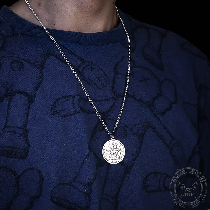 GTHIC Pentagram Seal Of Solomon Stainless Steel Necklace