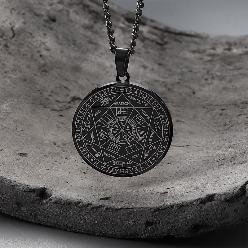6848-black-with-chain-black-with-chain-variation-1.jpg Seal of The Seven Archangels Stainless Steel Necklace