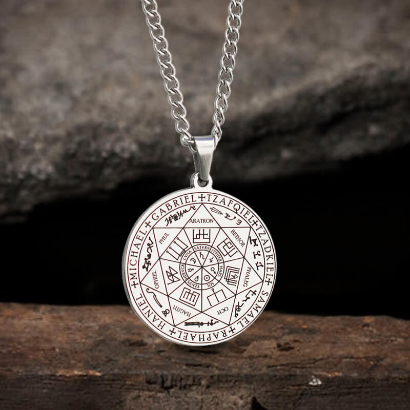 6849-silver-with-chain-silver-with-chain-variation-1.jpg Seal of The Seven Archangels Stainless Steel Necklace