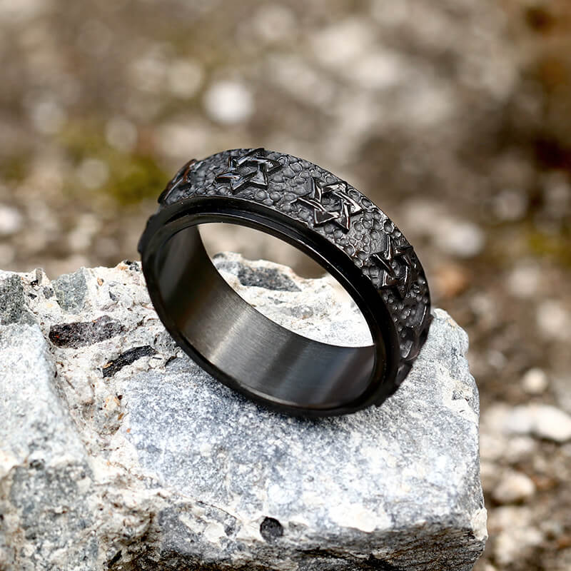Vintage Hexagram Stainless Steel Spinner Ring
