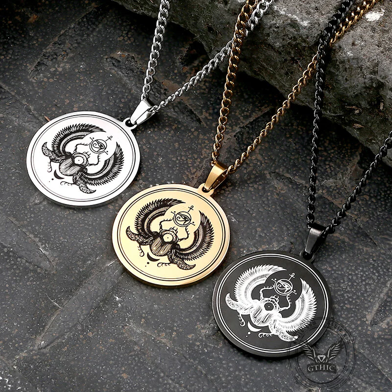 Egyptian Scarab Eye of Horus Stainless Steel Necklace