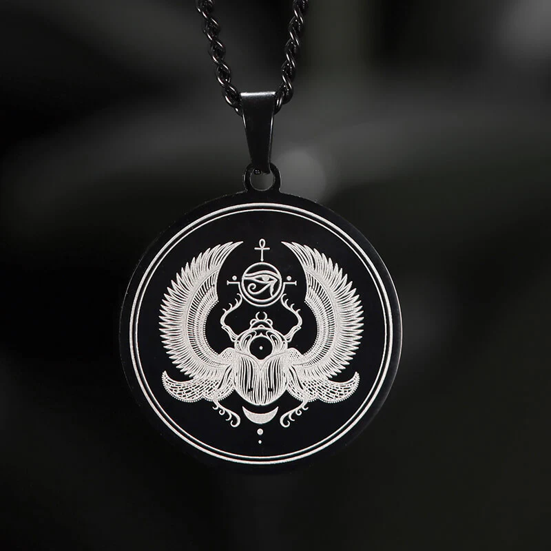 Egyptian Scarab Eye of Horus Stainless Steel Necklace