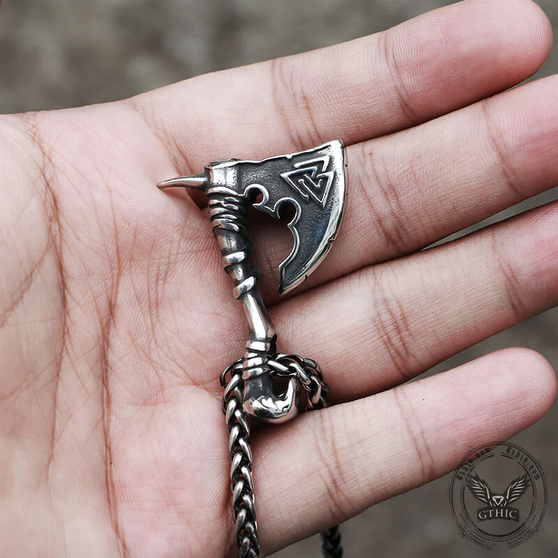 6939-valknut-symbol-axe-stainless-steel-viking-pendant-2.webp Valknut Symbol Axe Stainless Steel Viking Pendant