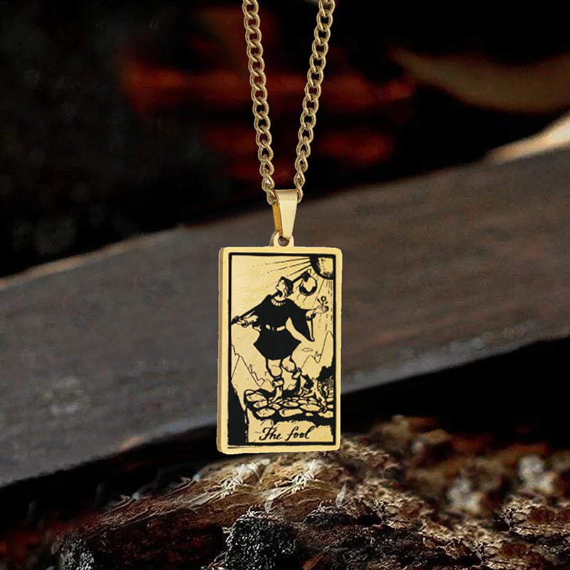 6951-the-fool-tarot-card-stainless-steel-necklace-2.webp The Fool Tarot Card Stainless Steel Necklace