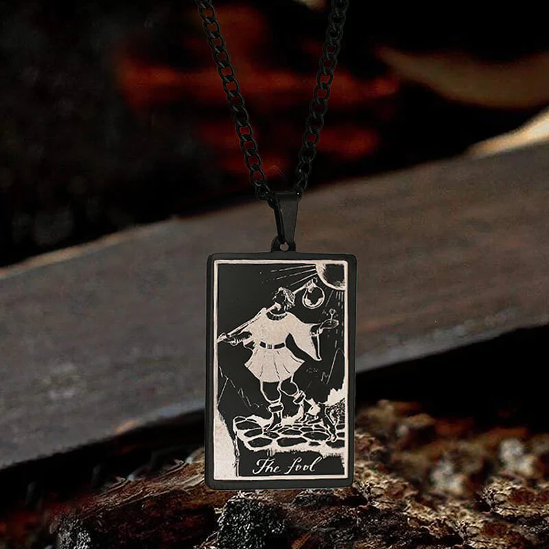 6954-stainless-steel-black-stainless-steel-black-variation-1.webp The Fool Tarot Card Stainless Steel Necklace