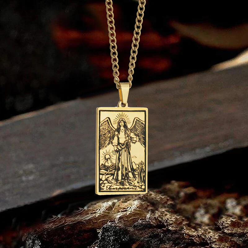 6971-temperance-major-arcana-tarot-stainless-steel-necklace-2.webp Temperance Major Arcana Tarot Stainless Steel Necklace