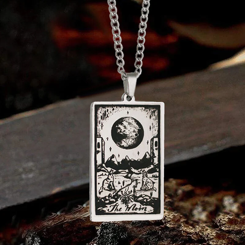 6987-the-moon-major-arcana-tarot-stainless-steel-necklace-1.webp The Moon Major Arcana Tarot Stainless Steel Necklace