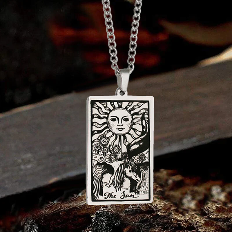 6991-the-sun-major-arcana-tarot-stainless-steel-necklace-1.webp The Sun Major Arcana Tarot Stainless Steel Necklace