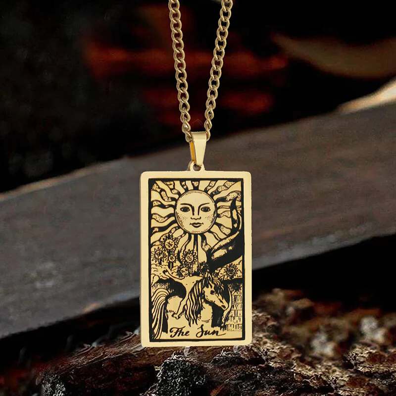 6991-the-sun-major-arcana-tarot-stainless-steel-necklace-2.webp The Sun Major Arcana Tarot Stainless Steel Necklace