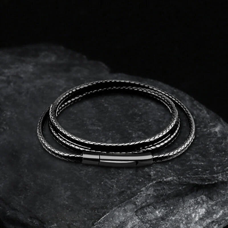 Waterproof Braided Leather Chain Necklace