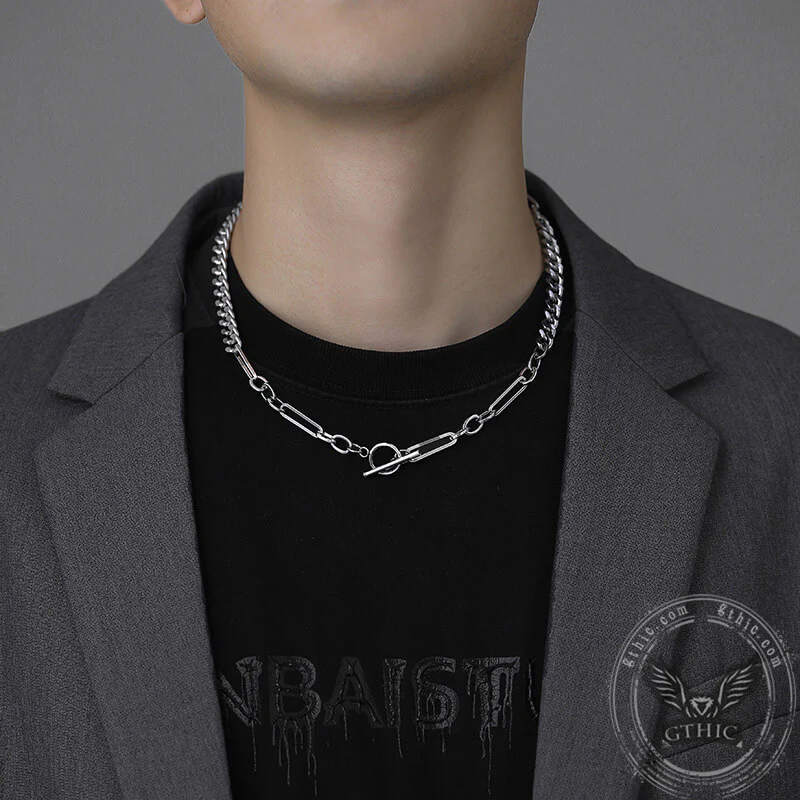 OT Buckle Cuban Chain Stainless Steel Necklace