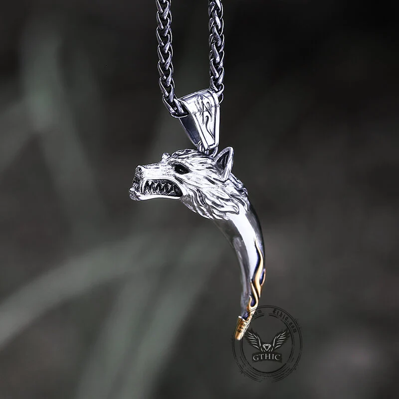 Wolf Tooth Stainless Steel Amulet Pendant