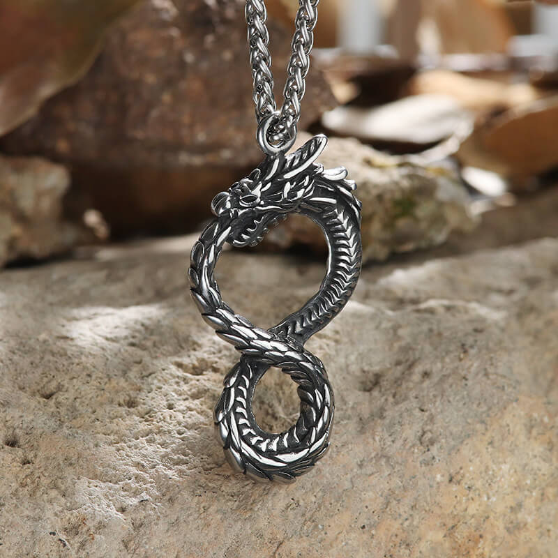 7479-norse-dragon-stainless-steel-ouroboros-pendant-4.jpg Norse Dragon Stainless Steel Ouroboros Pendant