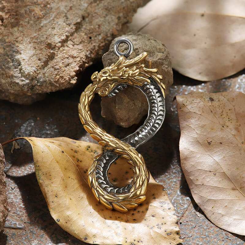 7480-gold-silver-pendant-only-gold-silver-pendant-only-variation-1.jpg Norse Dragon Stainless Steel Ouroboros Pendant