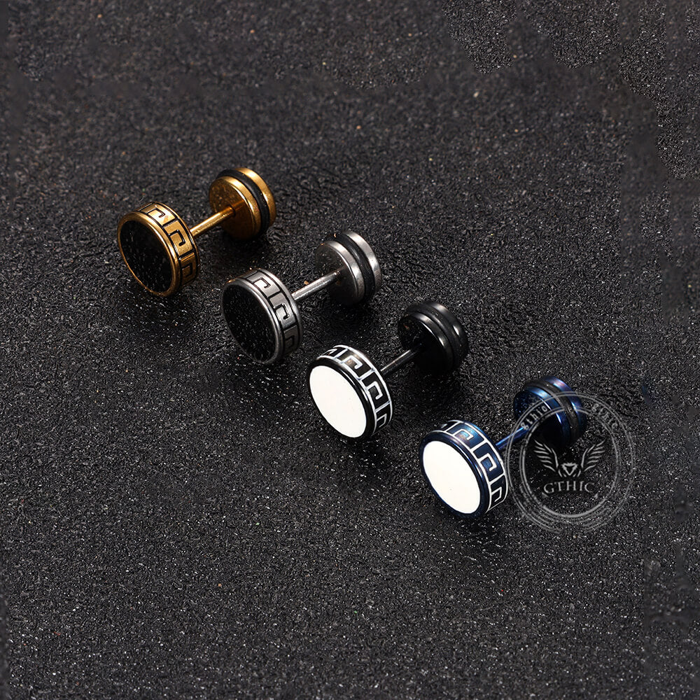 Punk Great Wall Pattern Stainless Steel Stud Earring