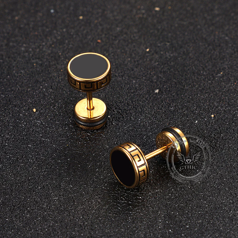 Punk Great Wall Pattern Stainless Steel Stud Earring
