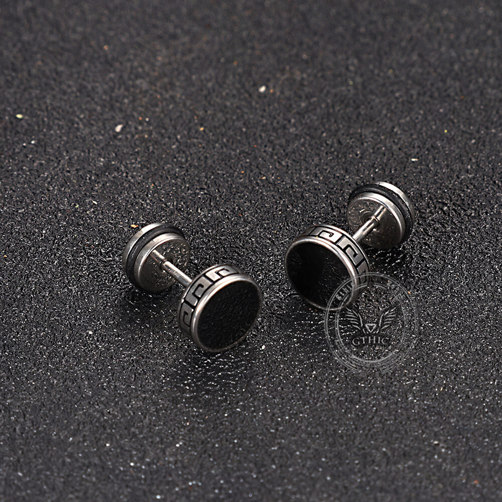 Punk Great Wall Pattern Stainless Steel Stud Earring