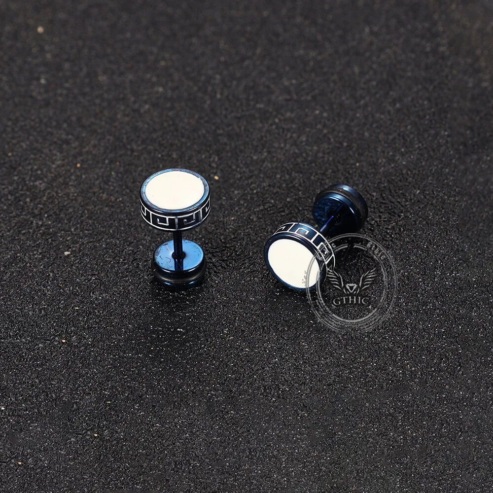 Punk Great Wall Pattern Stainless Steel Stud Earring