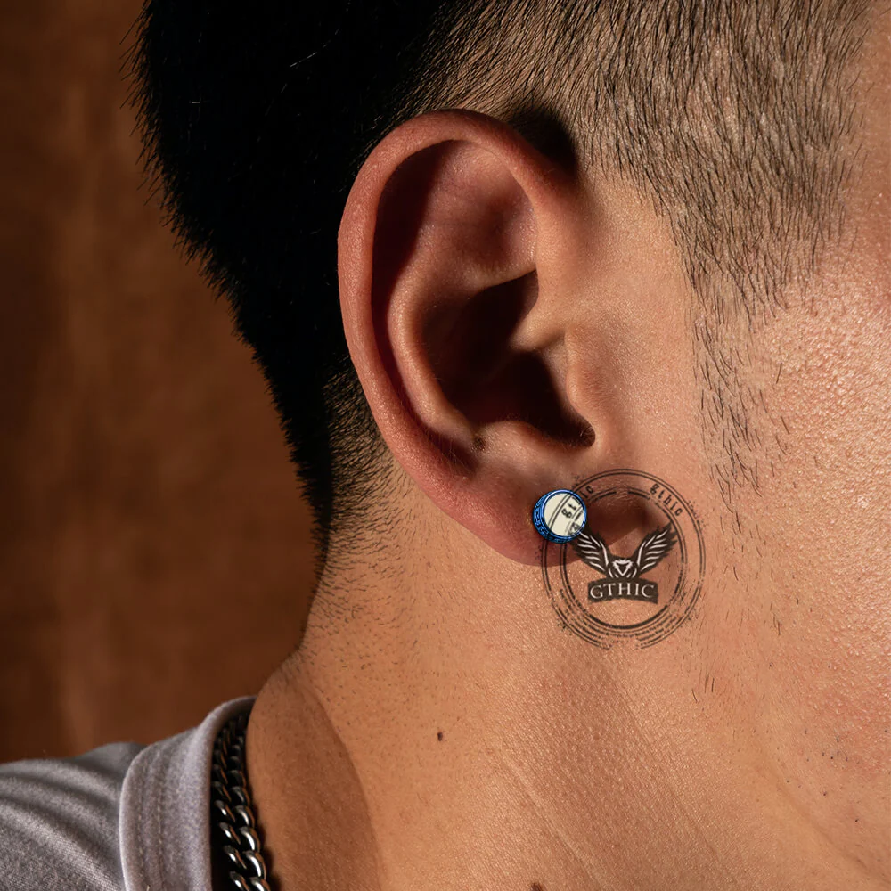 Punk Great Wall Pattern Stainless Steel Stud Earring