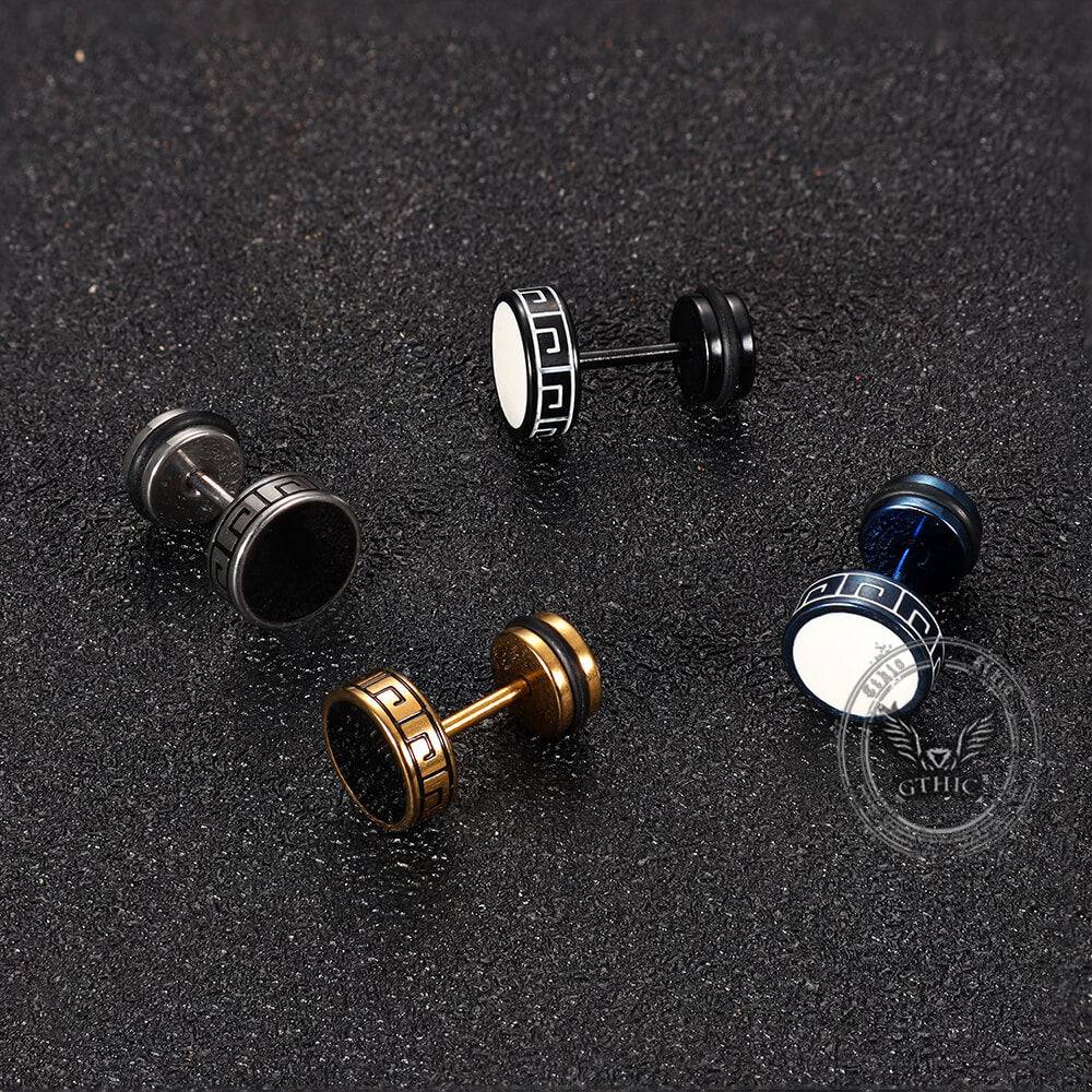Punk Great Wall Pattern Stainless Steel Stud Earring
