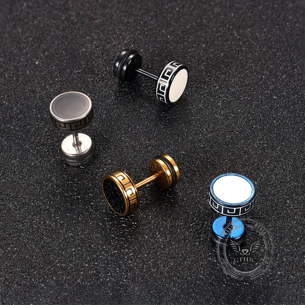 Punk Great Wall Pattern Stainless Steel Stud Earring