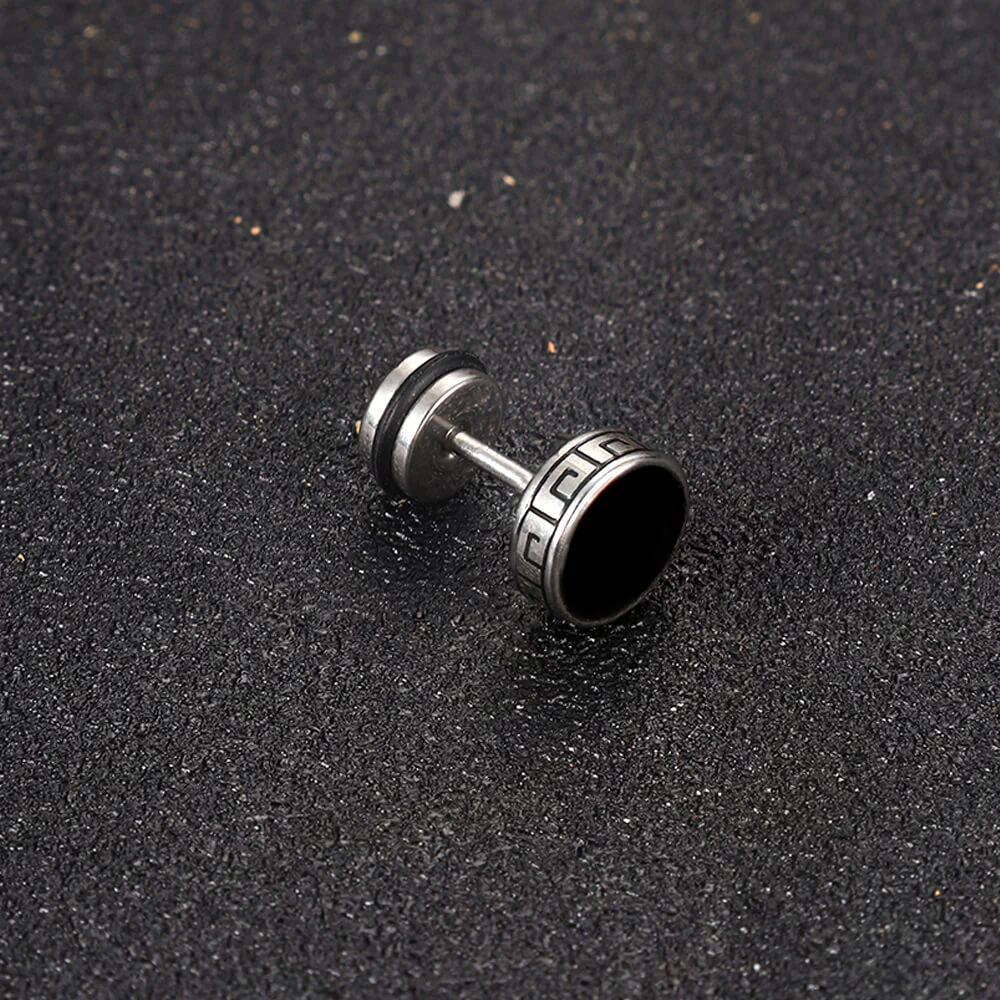 Punk Great Wall Pattern Stainless Steel Stud Earring