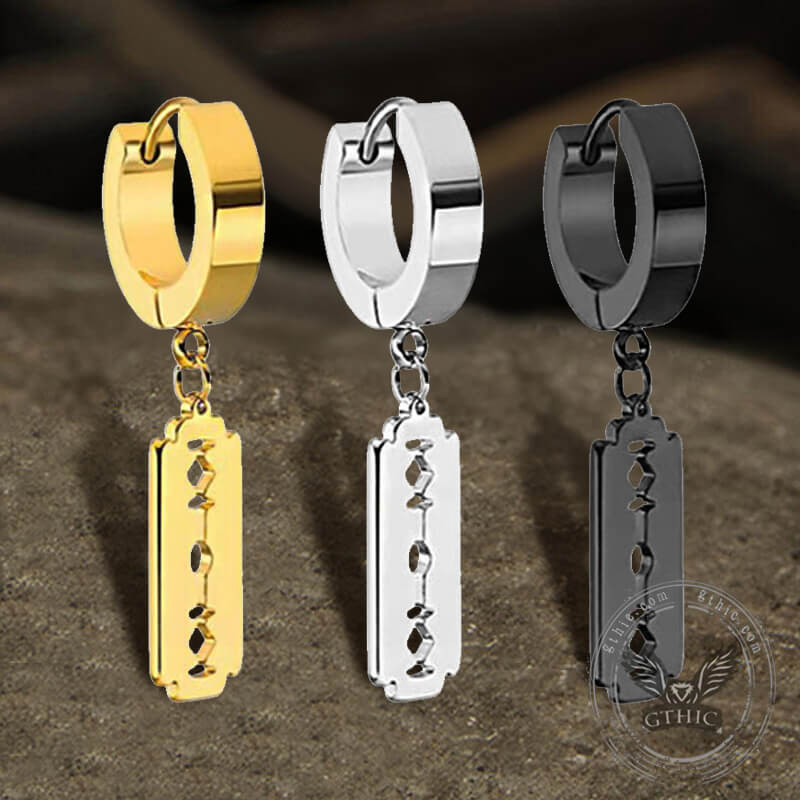 7520-punk-razor-blade-stainless-steel-hoop-earring-2.jpg Punk Razor Blade Stainless Steel Hoop Earring