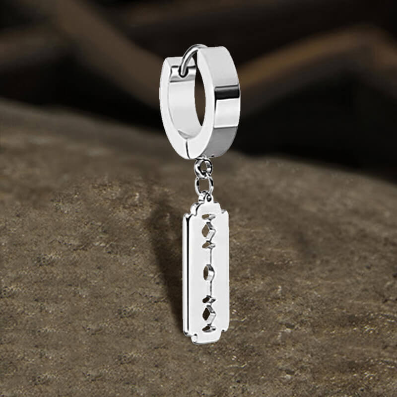 7522-silver-single-silver-single-variation-1.jpg Punk Razor Blade Stainless Steel Hoop Earring