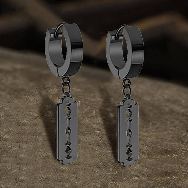 7525-black-a-pair-black-a-pair-variation-1.jpg Punk Razor Blade Stainless Steel Hoop Earring