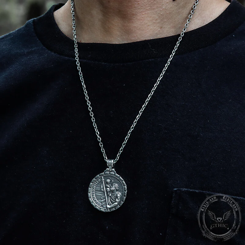 St. Christopher Guide Us Stainless Steel Pendant