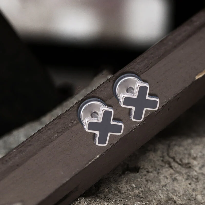 7631-silver-a-pair-silver-a-pair-variation-1.webp Simple Cross Stainless Steel Earring
